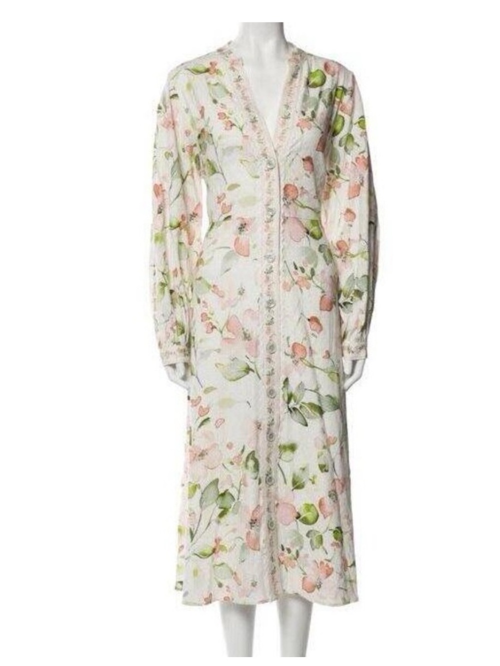 Caroline Constas Floral Cotton Dress in Pink, Green & White